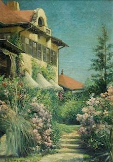 TORREY, George B. Oil on Canvas. Garden Path.