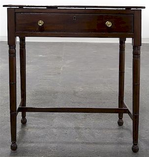 A Georgian Style Mahogany Work Table, Height 29 x width 27 3/4 x depth 15 3/4 inches.
