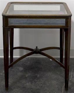 An Edwardian Style Mahogany Vitrine Table, Height 27 1/4 inches.