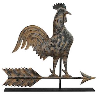 Full-Body Gilt Copper Rooster