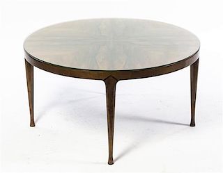 A Scandinavian Walnut Low Table, Aase Mobler, Height 18 x diameter 38 inches.