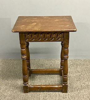 Jacobean Style Oak Carved Joint Stool