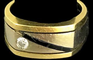14 Karat Gold Men's Ring with Diamond