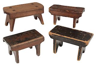 Group of Four Country Footstools
