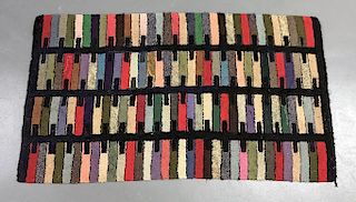 Colorful "Train Track" Hooked Rug