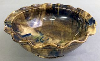 Pottery Bowl with Crimped Rim