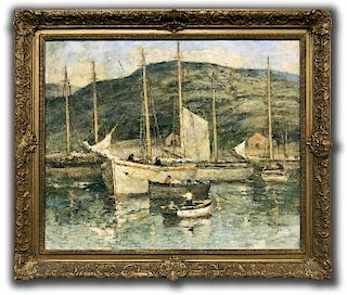 King Oil on Canvas "Camden Harbor, Camden, Maine"