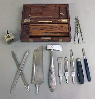 Mahogany and Brass Cased Surgeon's Kit & Bleeder