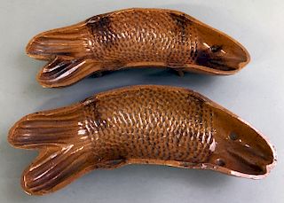 Pair of Redware Fish Molds
