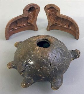 Redware Sheep Mold and Turtle Planter
