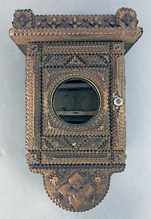 Tramp Art Chip Carved Clock Case