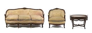 A Victorian Rococo Parlor Suite, Width of settee 74 inches.