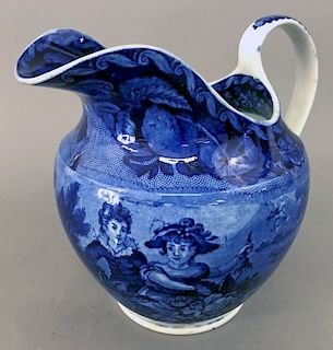 Blue Transfer Decorated Staffordshire Pitcher