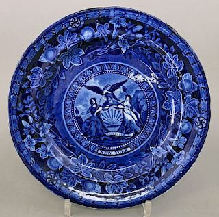Historical Blue Staffordshire New York Plate