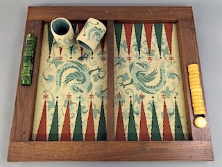 Pettipoint and Mahogany Backgammon Game
