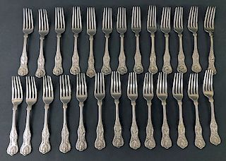Twenty-Six Sterling Silver "Kings" Luncheon Forks