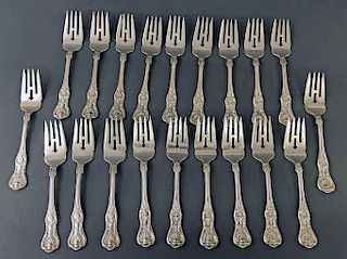 Twenty Sterling Silver "Kings" Pattern Salad Forks