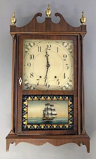 Mahogany Pillar & Scroll Clock
