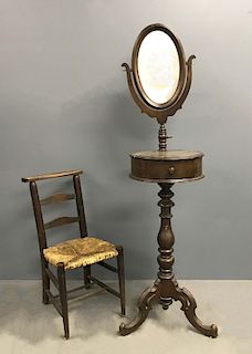 Victorian Walnut Dressing Mirror & Prie-Dieu Chair