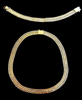 18 Karat Gold Necklace and Bracelet