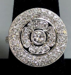 Circle Motif Platinum & Diamond  Cocktail Ring