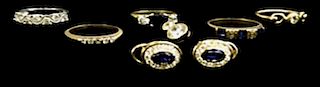 14 Karat Gold & Saphire Earrings, Gold Rings, Etc.