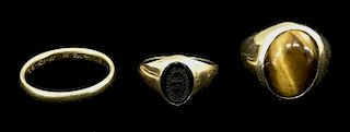 14 K Gold Cat's Eye Ring, 18 K Band Ring, Etc.