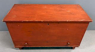 New England Red Painted Blanket Chest