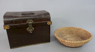 Tin Storage Box and a Rye Straw Basket