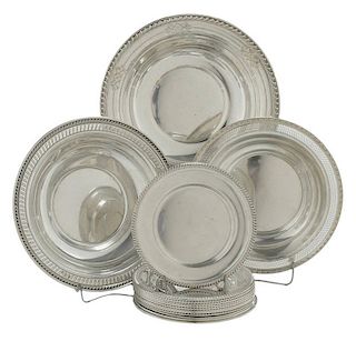 Fifteen Sterling Plates and Bowls