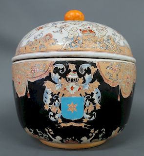 Asian Porcelain Covered Bowl with Armorial Crest