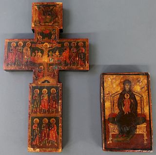 Russian Wood Cross and Icon