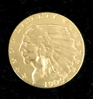 Two and a Half Dollars Indian Head Gold Piece