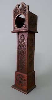 Mahogany Chip Carved Tall Case Clock Watch Safe