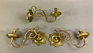 Six Ball and Ball Brass Wall Sconces