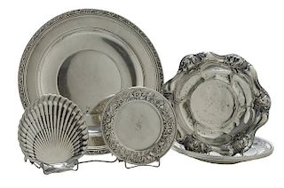 Six Sterling Plates and Bowls