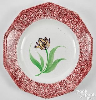 Red spatter mourning tulip plate
