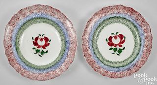 Adams rose spatter plate and shallow bowl