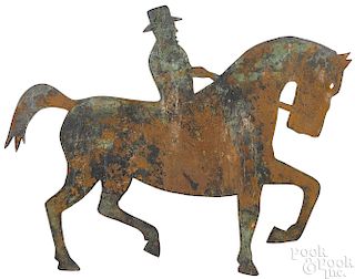 Sheet iron horse and rider weathervane