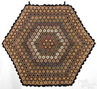 Large hexagonal penny rug