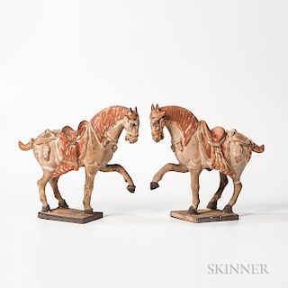 Pair of Caparisoned Pottery Horses