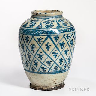 Fritware Vase with Underglaze Blue Decoration