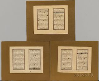 Three Double-folio Leaves of Calligraphy