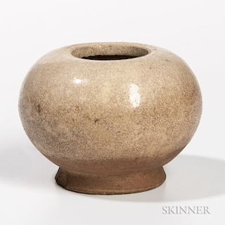 Small Cream-glazed Footed Jar