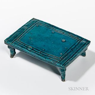 Miniature Turquoise-glazed Pottery Bamboo Bed