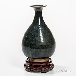 Black-glazed Stoneware Bottle
