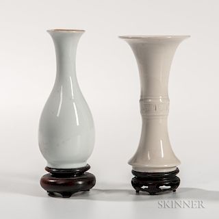Two White-glazed Miniature Vases