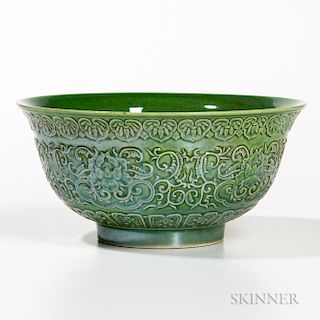Fluorescent Green-enameled Bowl
