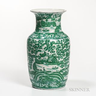 Green-enameled Transfer Vase