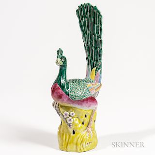 Polychrome-enameled Porcelain Peacock